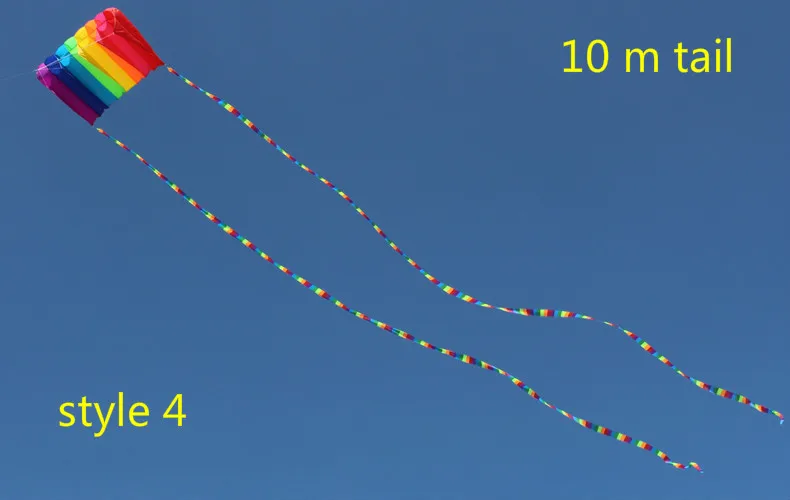 Красочный восемь отверстий парашютный воздушный змей с 10 м хвостом воздушный змей с одним леером прочный хорошо открытый игрушечный воздушный змей для веселый подарок для детей взрослых