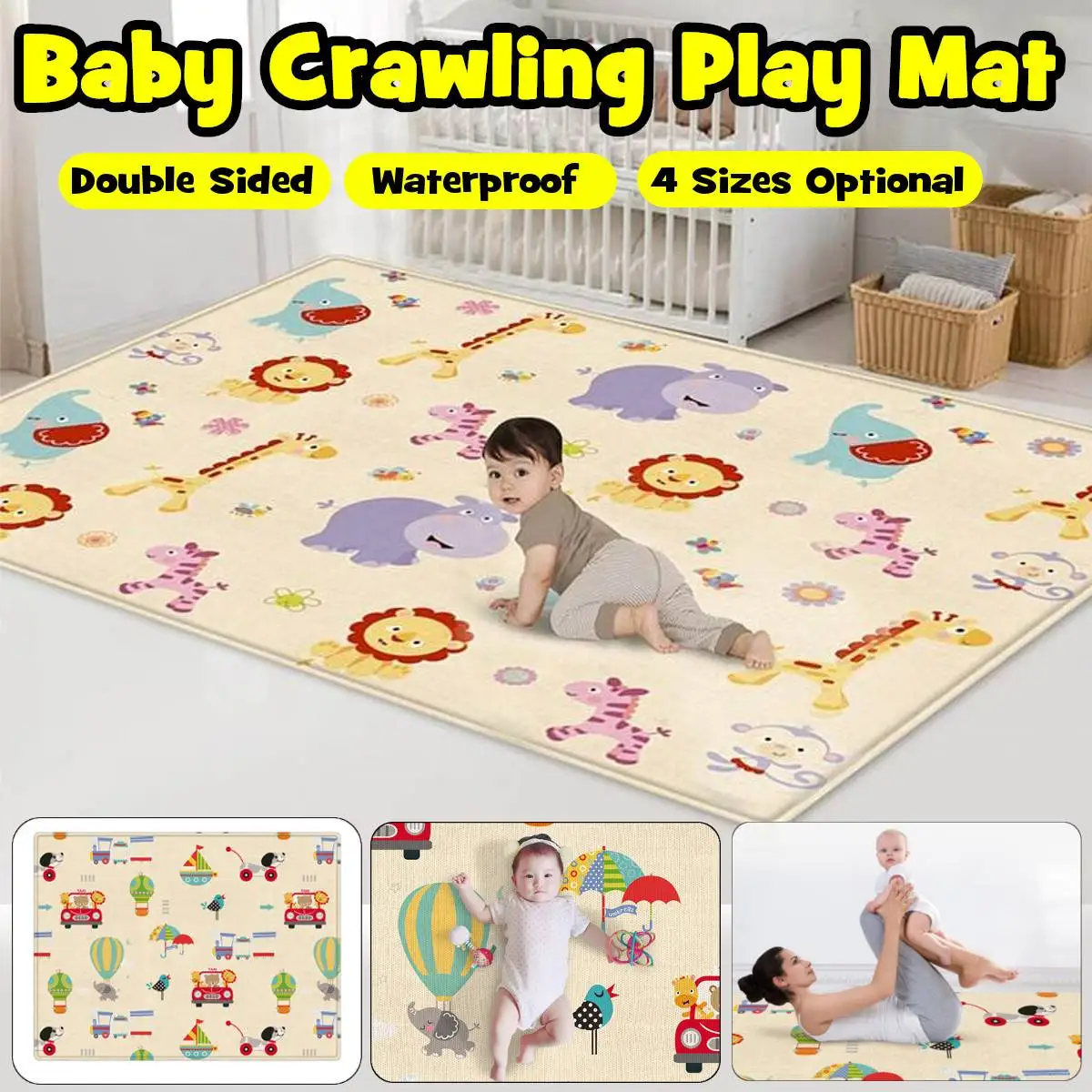 

4 Sizes Baby Crawling Play Mat Fun Environmental Protection Carpet Kid Educational Odorless Game Blanket for Children Activity