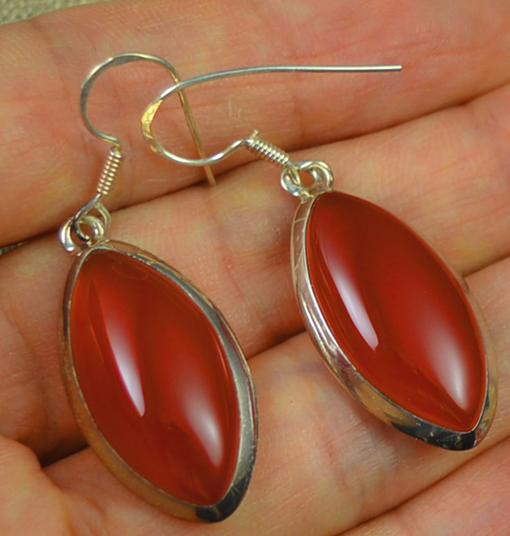 

genuine Carnelian Earrings,100% 925 sterling silver ,44mm, AE1025