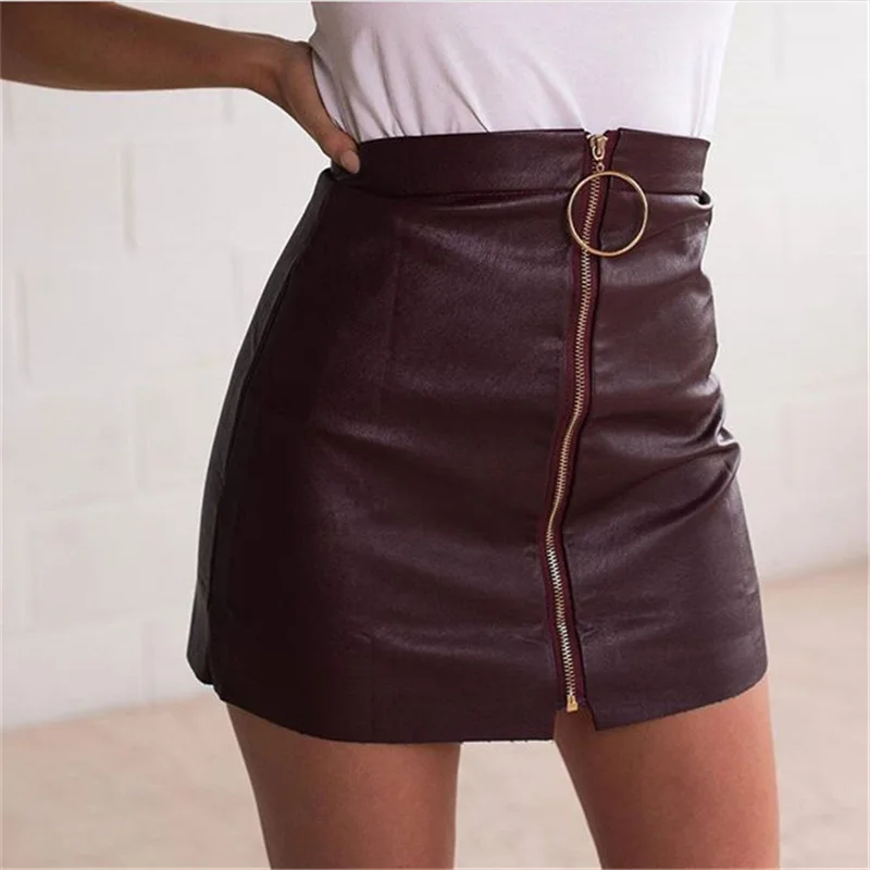 

ZYFPGS 2019 Spring Summer Sexy Skirt Woman PU New Arrivals Pencil Woman Skirts Mini Women Skrit #D0071