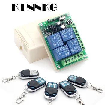 

KTNNKG DC 12V 10A 4CH Wireless Remote Switch Relay Module Smart Home Automation Multi-fonction Motor Controller 433MHz Receiver