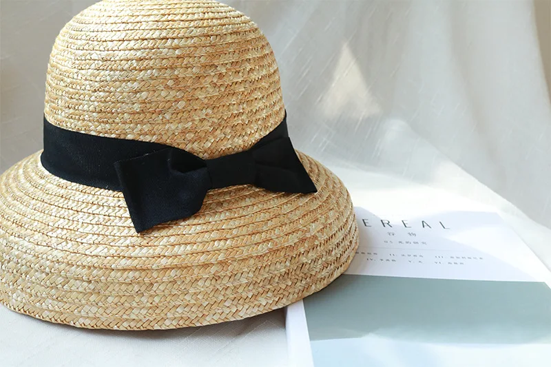 01904-xiao03206 ручная работа соломенный бант Хепберн Стиль абажур modeli Досуг леди праздник Пляж ведро кепки для женщин открытый шляпа