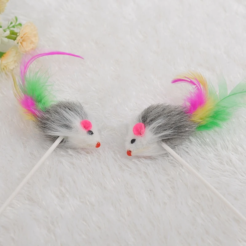 1pcs Cat Sucker Toy Mouse cat toys interactive Pet Toys With Feather Tails 20CM Length Kitten cats products for pets
