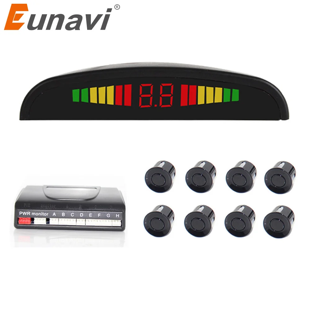 comprar 2018 Tempo limitado New 8 Eunavi Car Detector Radar Invertendo Sensores de Estacionamento Display Led Reverso Do Carro detector Sistema parktronic