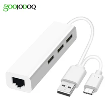 2 в 1 USB Ethernet 3 порта usb-хаб 2,0 OTG концентратор USB Type C к Rj45 Lan адаптер мульти разветвитель USB-C сетевая карта для MacBook PC