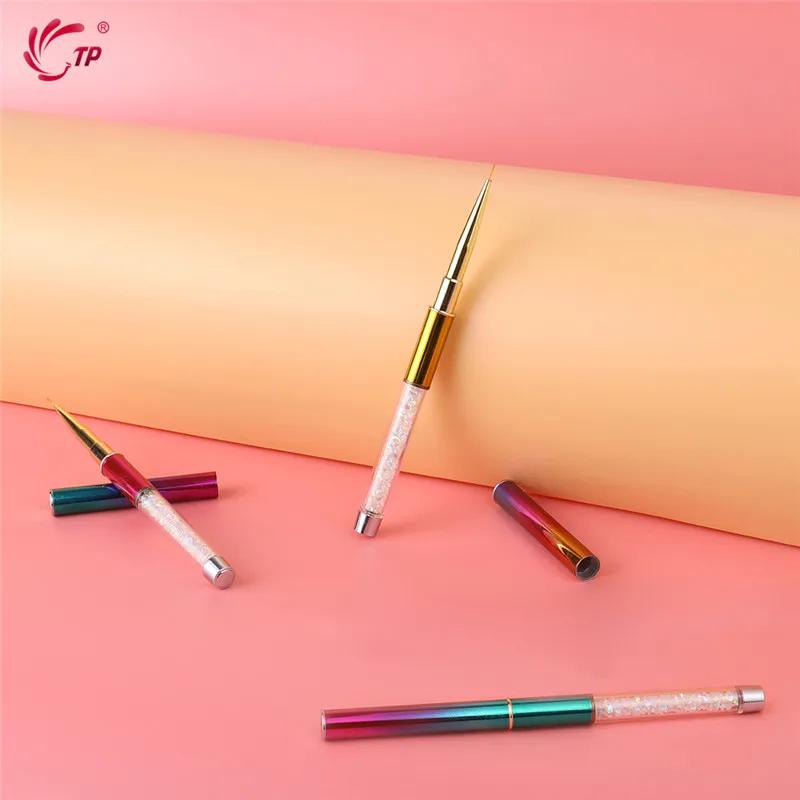 Lidar com Acrílico Unha Arte Forro Escova Gradiente Cor Strass uv Gel Polonês Francês Linha Imagem Pintura Desenhar Escovas tp 6 - 9 11mm 2 High Quality Beleza e saúde