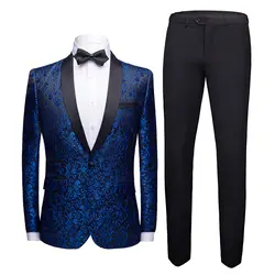 2019 высококачественный мужской костюм куртка и брюки классический жаккардовый Мужской комплект из 2 предметов Азиатский размер S-4XL мужские