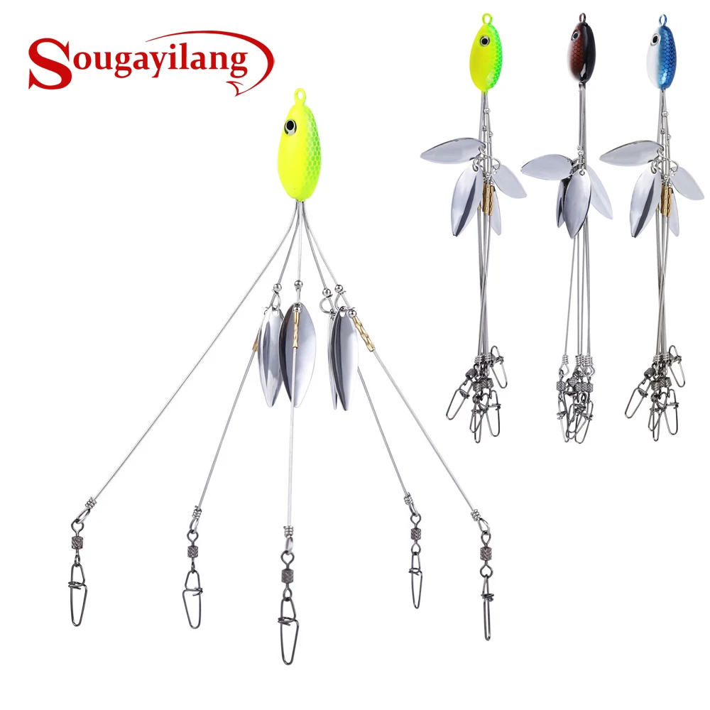 Sougayilang 5 Arms Alabama Umbrella Rigs with Barrel Swivels Fishing