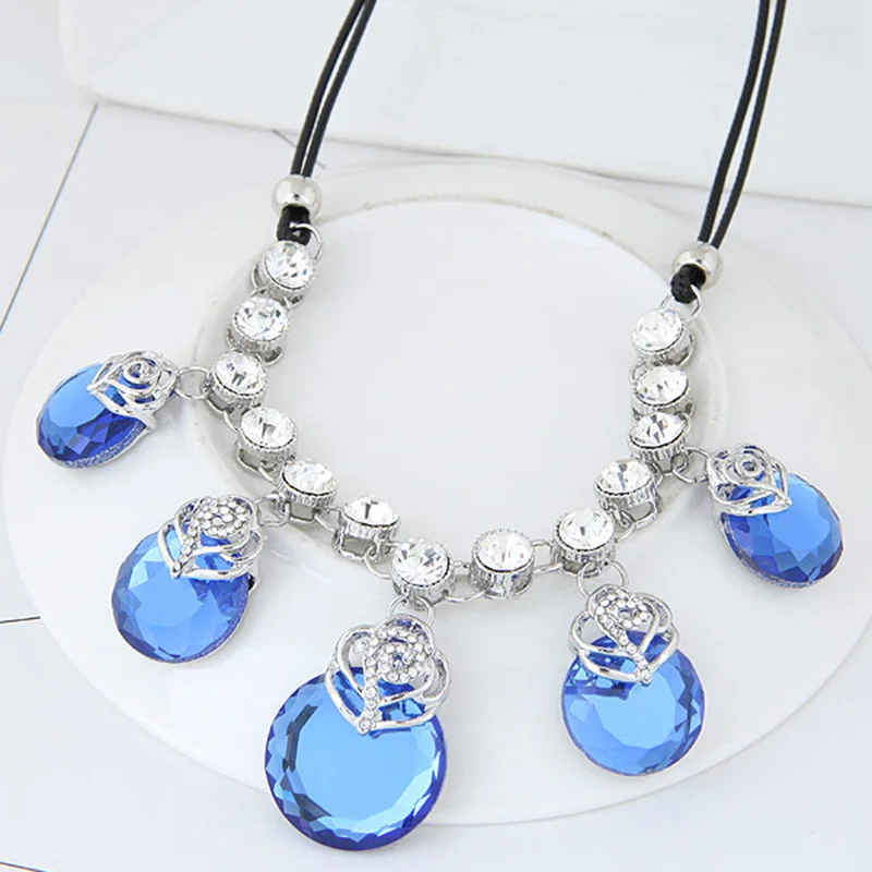 MayJim New Womens Fashion Crystal Necklace Rhinestone Simple Collar double Rope Chain &amp Pendant Jewelry Festival Gift | Украшения и