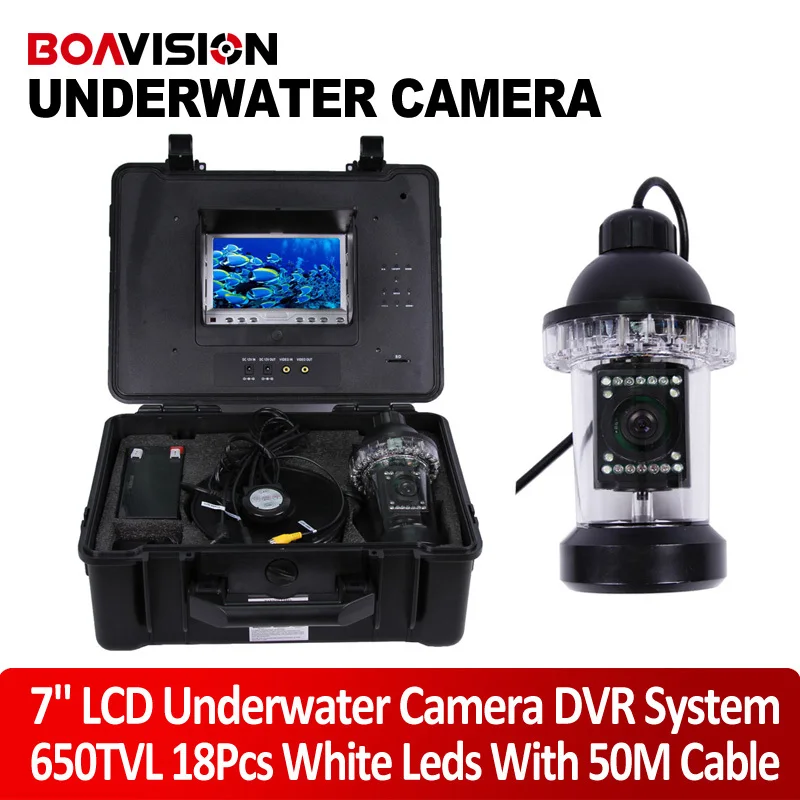 50m Cable Underwater Fishing Camera video Fish Finder with 18pcs White LED Rotate 360 Degree Built-in DVR Recorder Free 4GB Card