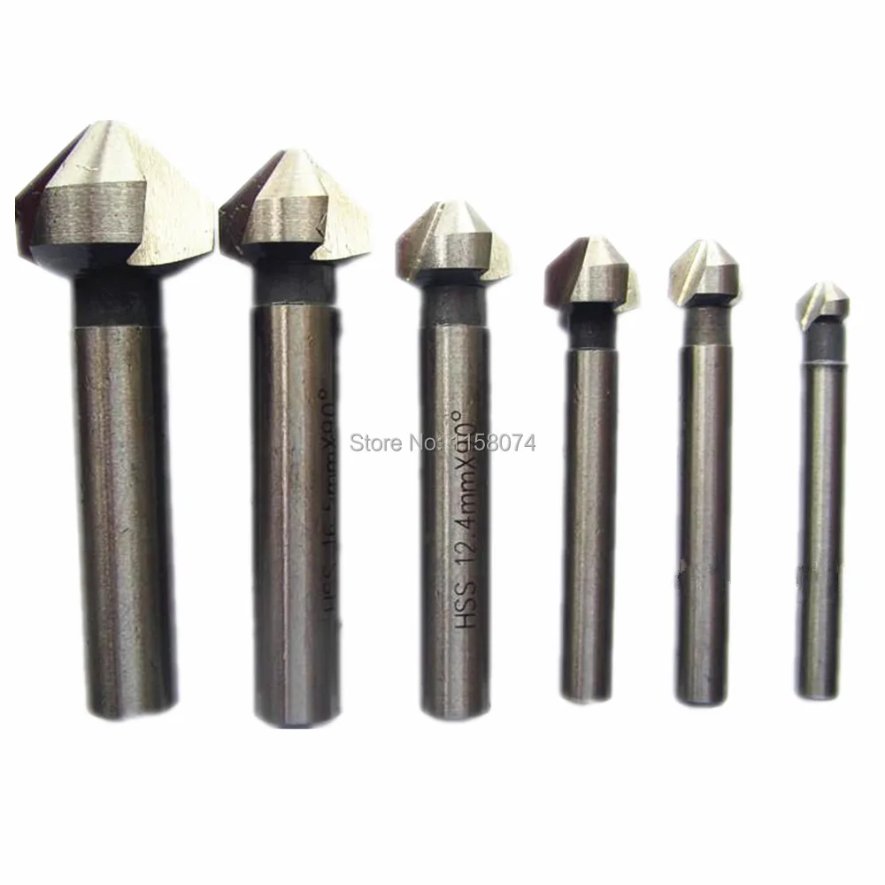 6pcs 90 Degree 3 Flute HSS 4241 Chamfer Chamfering End Mill Cutter Bit For Carbon Steel Sheet Iron Insulation Board PVC Wood | Инструменты