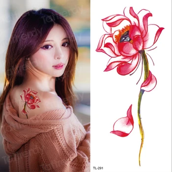 

lotus flower tattoo stickers body art waterproof temporary tattoos for women sexy back tattoo lotus flower stickers bikini girls