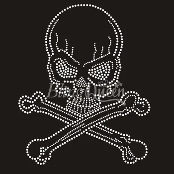 

25PCS/LOT BlingQueen Skull Rhinestone Bling Transfers Hot Fix Iron On Appliques