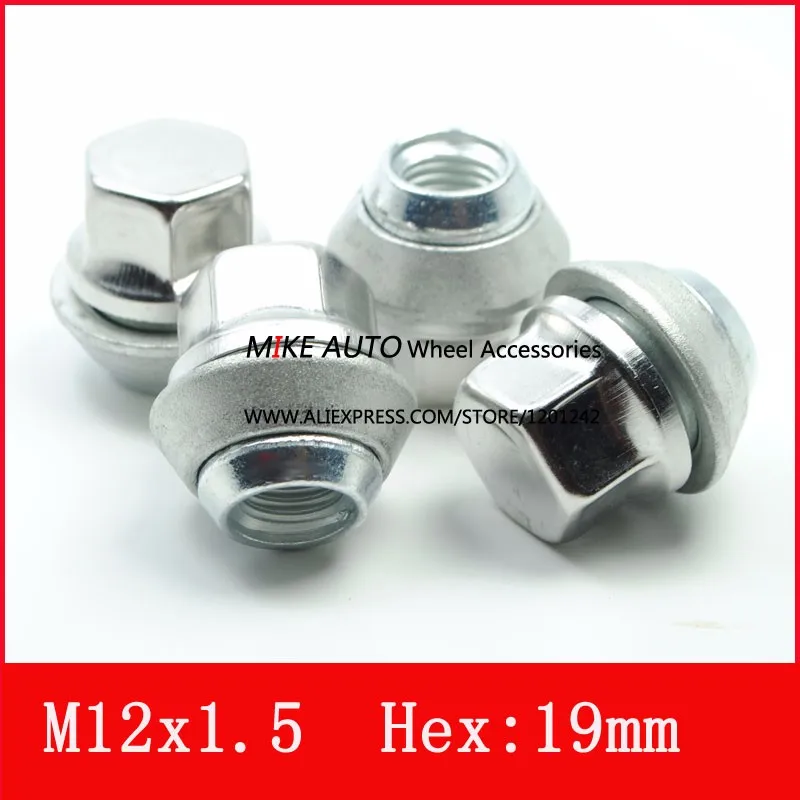 4PCS M12x1.5 REPLACEMENT WHEEL NUTS with stainless cap 19mm hex FOR