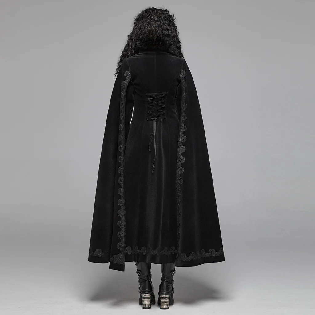Punk Rave Women Gothic Velvet Short Jacket Fashion Vintage Evening Party Hooded Cloak Cape Stage Performance Tops for Women