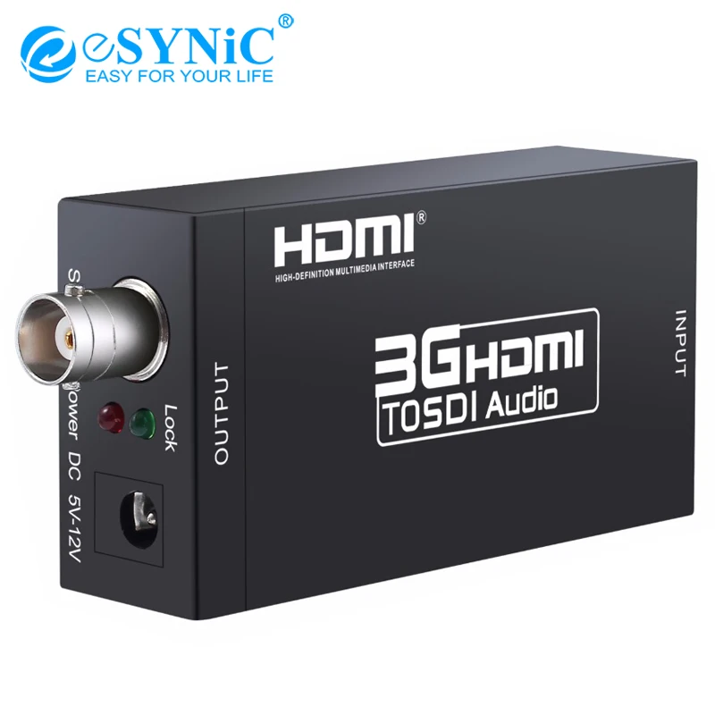ESYNiC 3g HDMI к SDI аудио конвертер с 5 В/1A DC адаптер питания видеовыход bnc вход порт 2 970