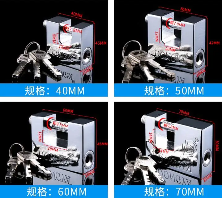 Топ безопасности бытовые замки противоугонной блокировки двери вскрытия замки Atom сверхпрочный навесной замок с 3 ключами 40/50/ 60/70 мм