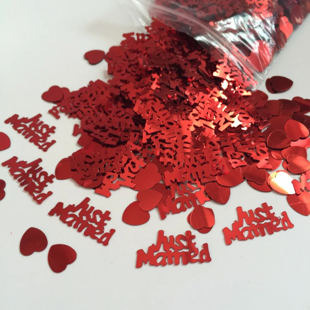 SILVER + RED WEDDING TABLE CONFETTI HIGH QUALITY DECORATION SCATTER TABLE 
