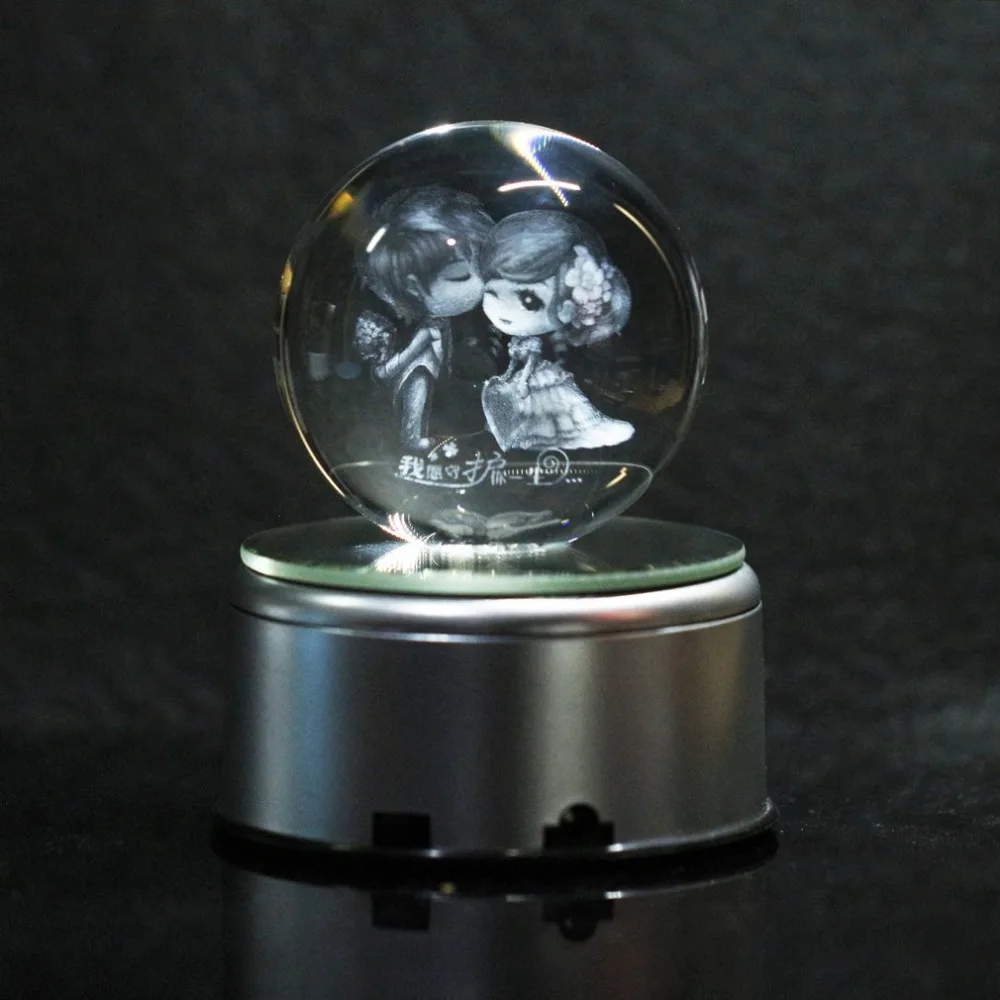 

Beautiful Colorful LED Crystal Ball Music Box Home Decoration Music Box for Children Kids Best Gift Toys With 18 Music