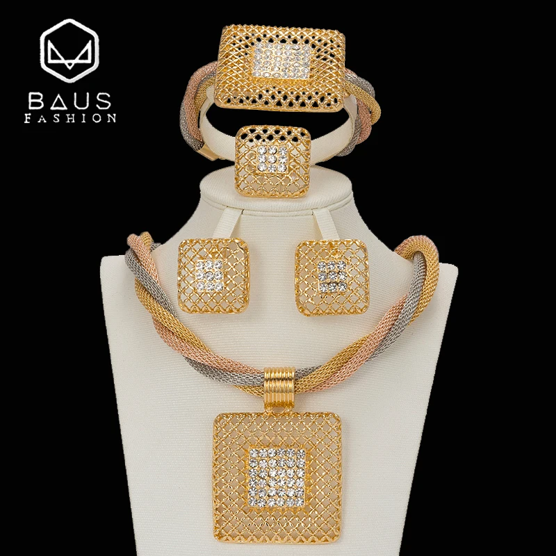 Комплект золотых ювелирных изделий BAUS 2018 из Дубая нигерийские Свадебные