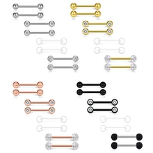 Сексуальное кольцо в язык шары хирургическая сталь заводской пирсинг приндлежности для пирсинга языка кольца для сосков 8 шт./партия серебро черный розовое золото