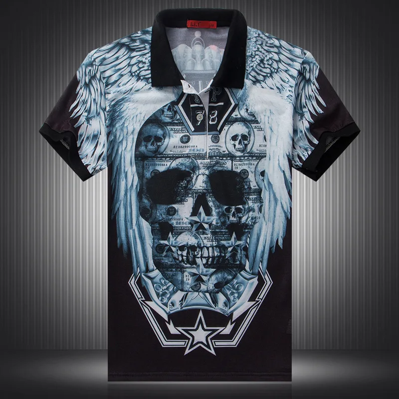 

Personalized skull pattern digital 3d print short sleeve polo shirt Summer 2019New quality breathable funny polo shirt men M-3XL