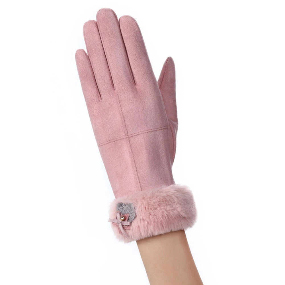 Для женщин Зимняя уличная модная ткань замши ветрозащитные теплые Сенсорный экран перчатки