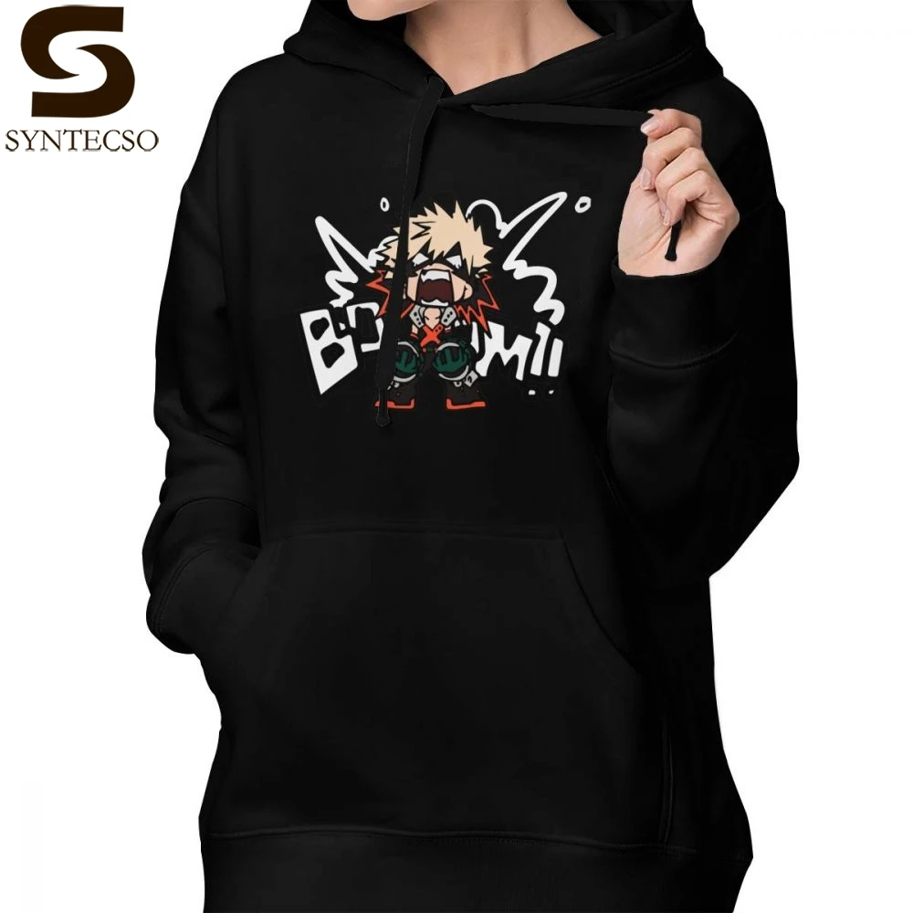 Otaku толстовка с капюшоном My Hero Academy Katsuki Bakugo-BOOOM, милые толстовки с длинным рукавом, Женская графическая уличная одежда, пуловер с капюшоном