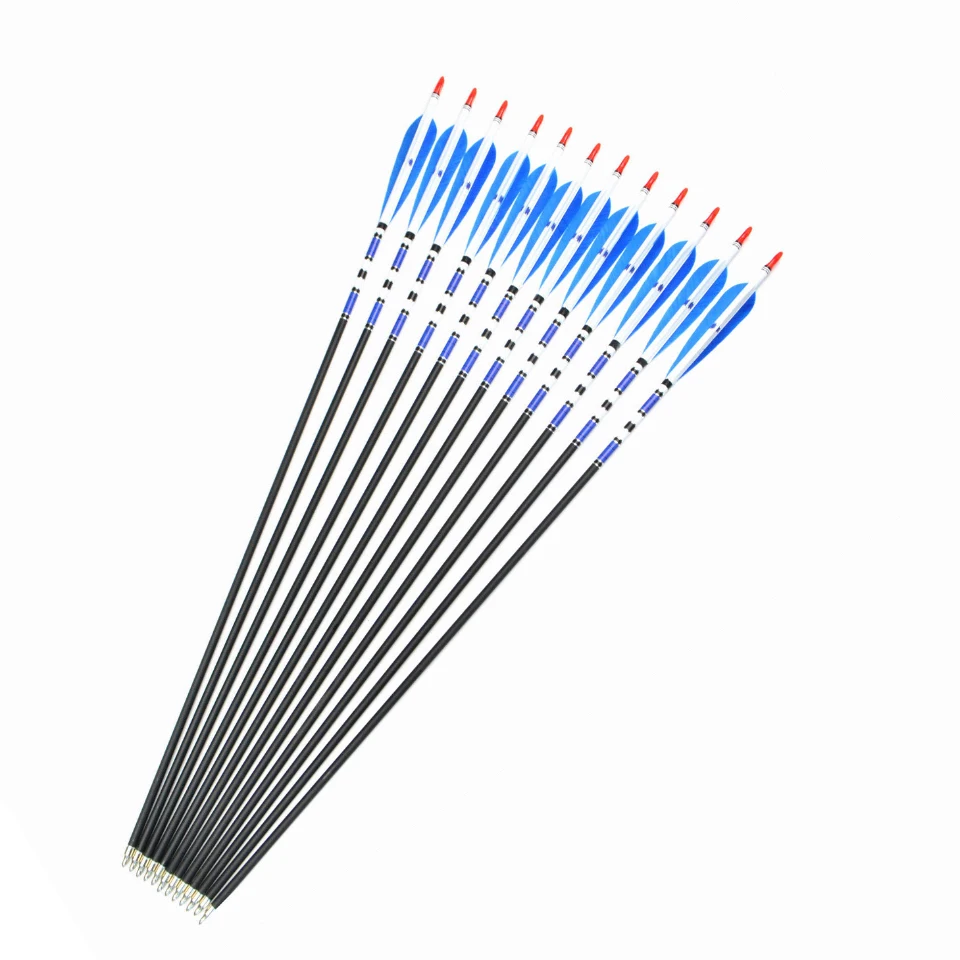 Kaufen 6 12 24 stücke Echt Türkei Feder Carbon Pfeile mit Länge 31 \