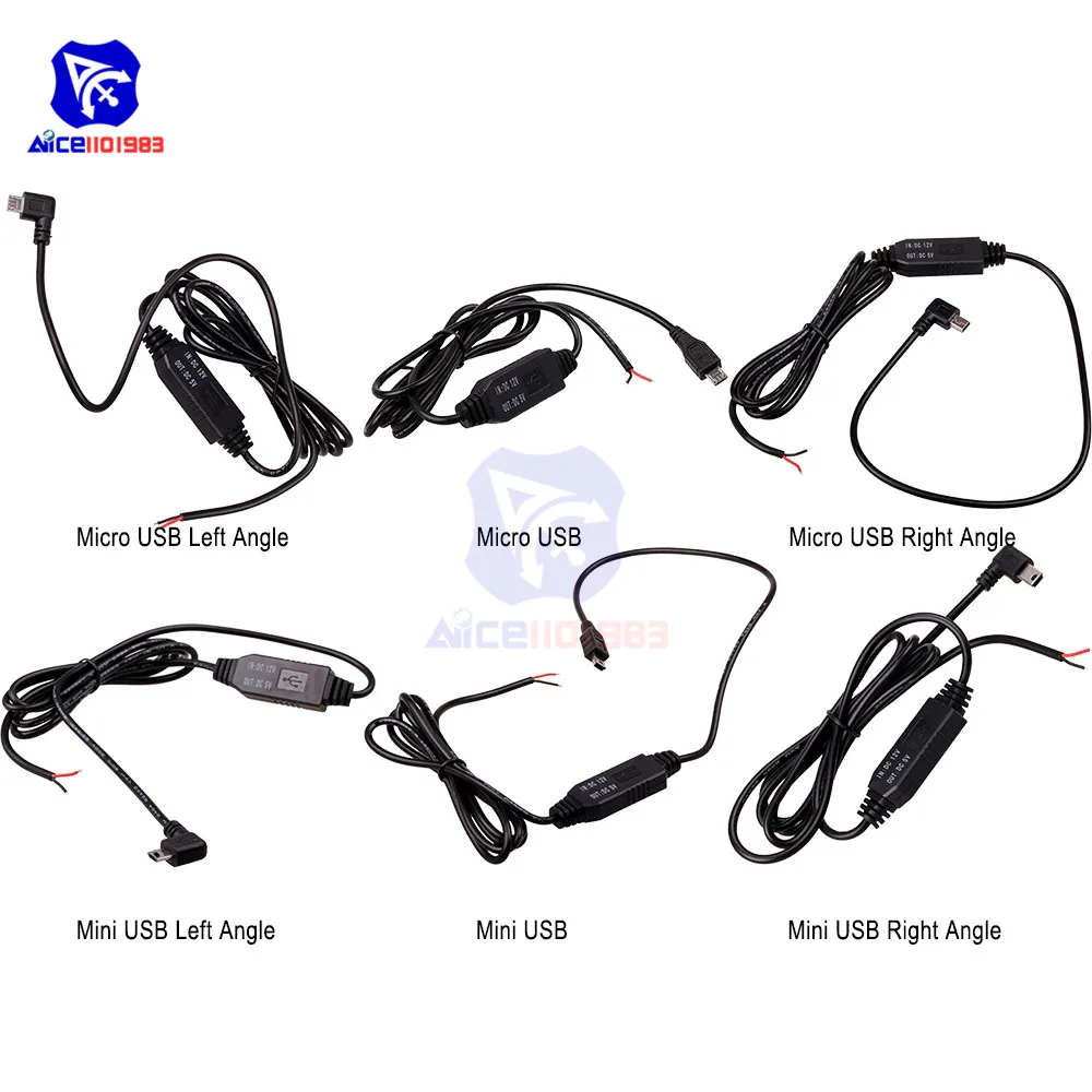 

DC 12V to 5V Step Down Buck Converter Cable Wire 1M Power Inverter Micro/Mini USB for Car Auto GPS Tablet DVR Camcorder Recorder