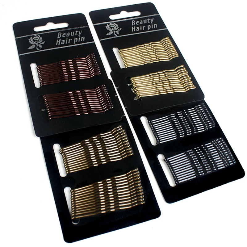 

60pcs Hair Clip Ladies Hairpins Girls Curly Wavy Grips Hairstyle Women Basic Black Gold Bobby Pins Styling Hair Accessories