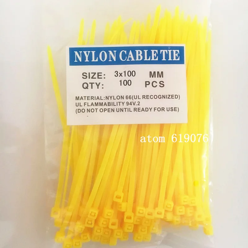200 PCS 100mm x 3mm yellow Nylon Cable Ties 3 100in Cable Ties from Home Improvement on