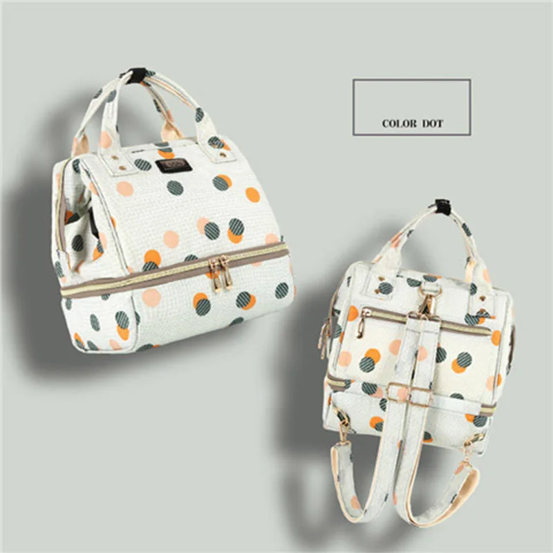 Маленький мини-рюкзак для мам, сумка для подгузников, детский подгузник, водонепроницаемый рюкзак для мам, многофункциональная сумка для ухода за ребенком для мам - Цвет: color dot