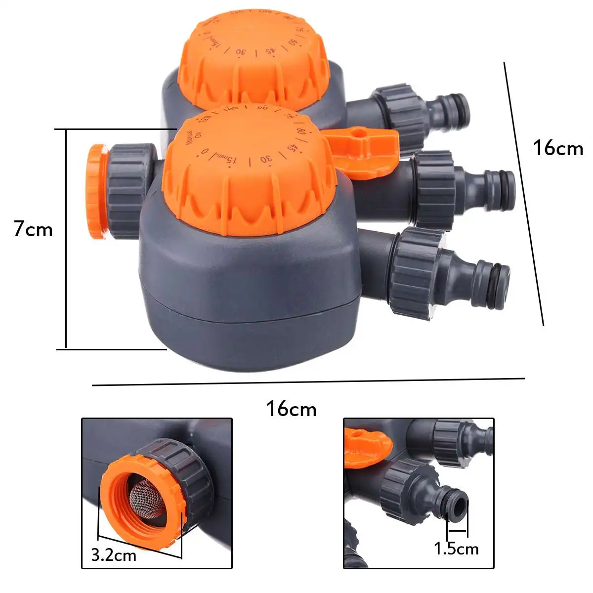 3 порта 2 головы механический водяной таймер шланг кран садовый контроллер полива 120 минут поток воды синхронизации автоматический орошение