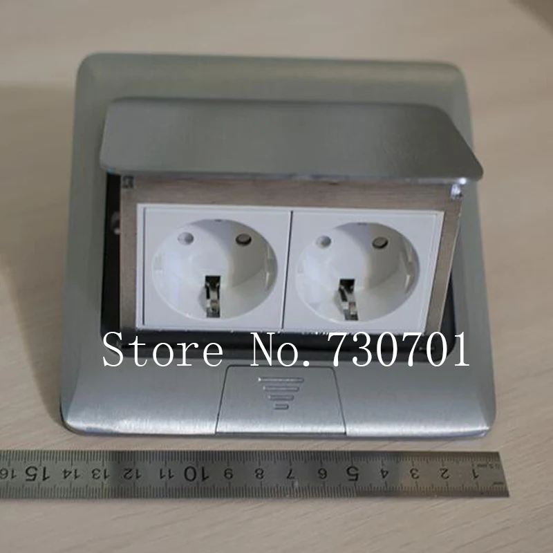 Ship From Ru Aluminum Silver Panel Eu Standard Pop Up Floor Socket Electrical Outlet Ground Socket Usb Wall Outlet Voltage Converter From