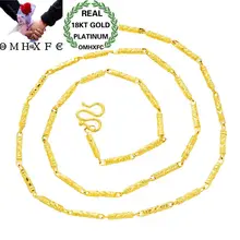 OMHXFC европейские модные женские вечерние день рождения свадьба подарок длинные 45 см тонкий цилиндр реального 18KT Золотая цепочка, колье NL13
