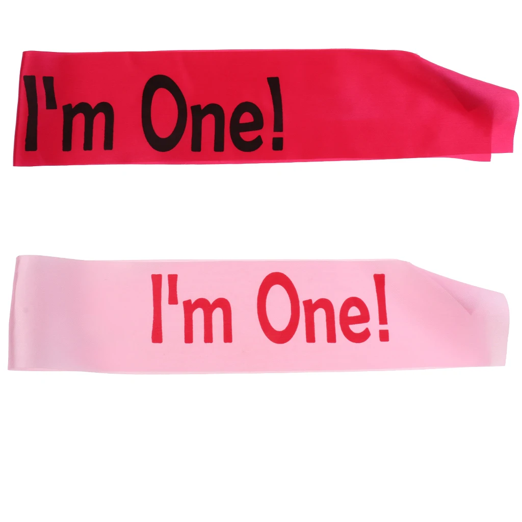 Cute I am One Satin Sash Baby Boy Girl First Birthday Decoration for Baby Shower Wedding Party Decoration Supply Gift Present