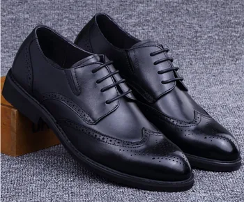

Foreign trade men's shoes leather Bullock carved first layer leather england style business dress leisure pointed shoes men