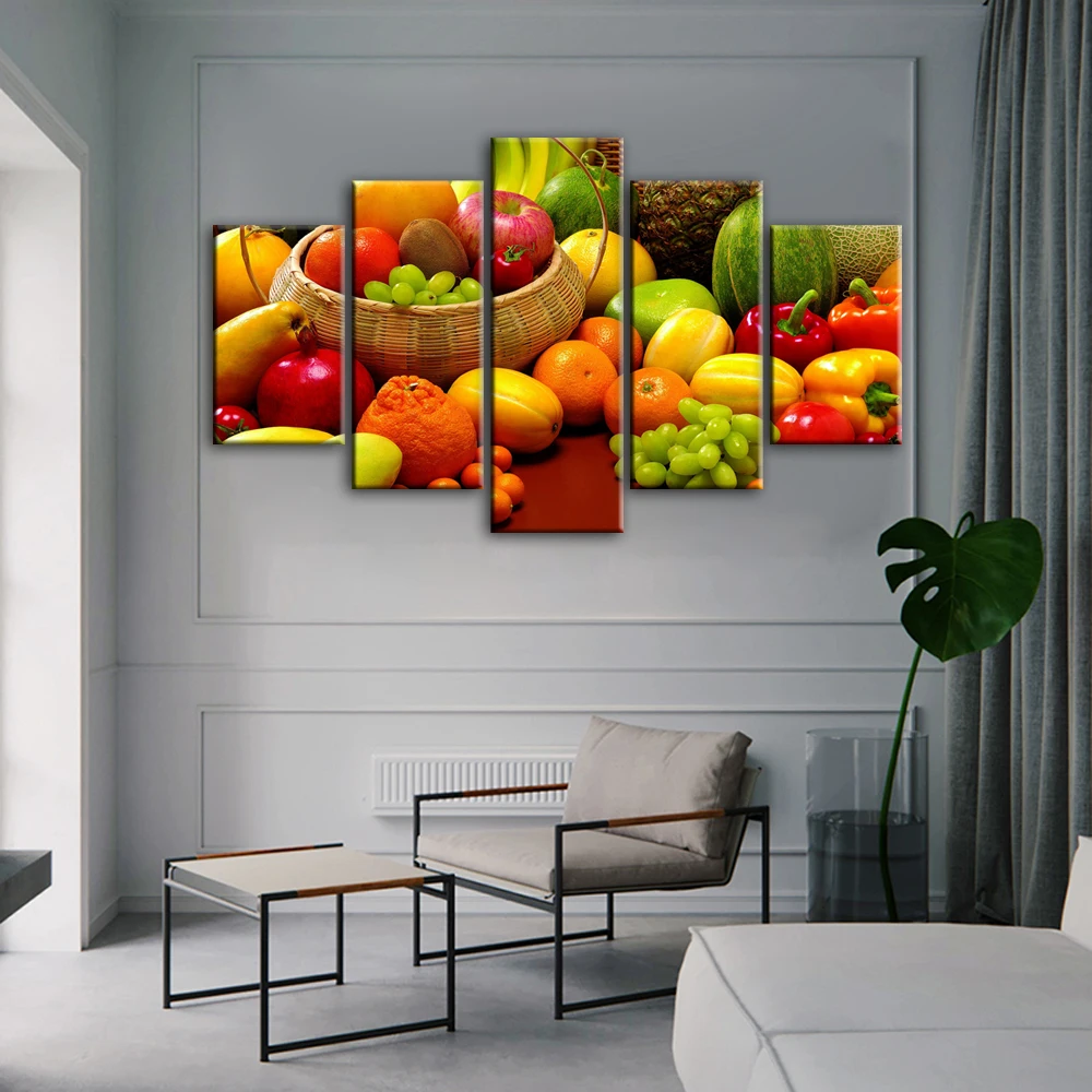 5 панелей кухня тема декоративные холст художественные принты различные фрукты реалистические модульные картины настенные картины для кухни комнаты
