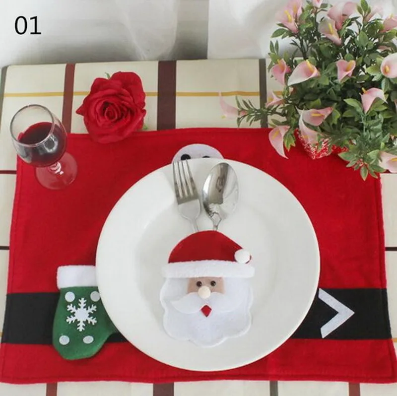 1 компл./упак. творческие рождественские украшения ресторан отеля организовать столовые приборы мешок набор столовых приборов Новый год
