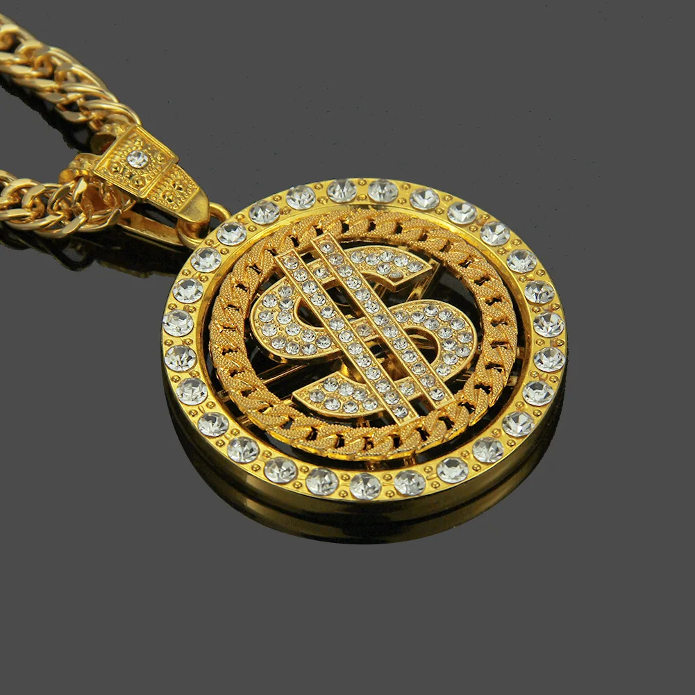 Роскошные мужские золотые часы, часы в стиле хип-хоп, ожерелье, браслет, серьги, кольцо, комбинированный набор, ледяной набор, кубинский Топ бренд, знак доллара, подвеска