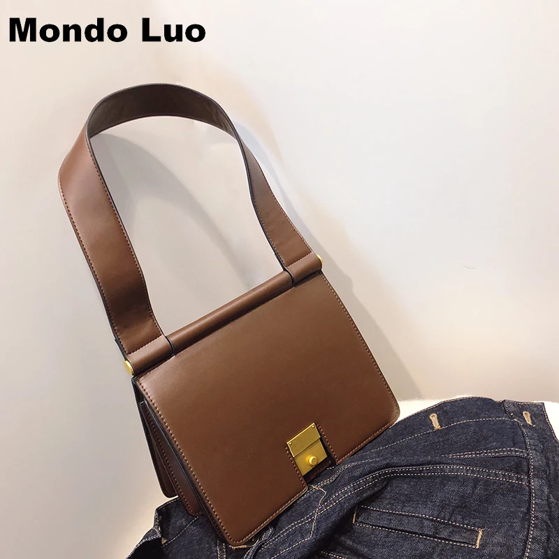 

2018 Winter Simple Wode Stripe Shoulder Bag Cross-body Solid Color Square Bag