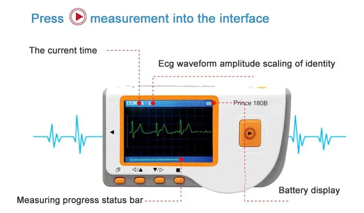 Портативный бытовой сердечный ЭКГ EKG Heal Force Prince 180B программное обеспечение USB ручной монитор сердца непрерывное измерение цветной экран