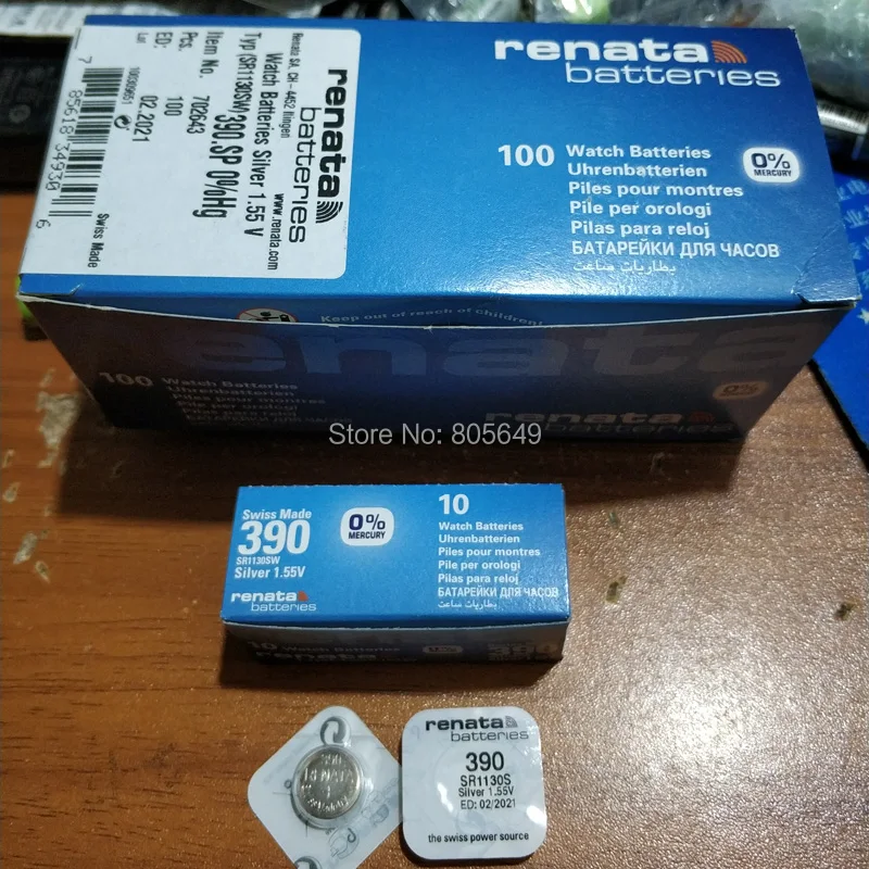 10X Рената оксида серебра часы Батарея 390 SR1130SW 1130 1,55 V бренд renata 390 renata 1130 Батарея