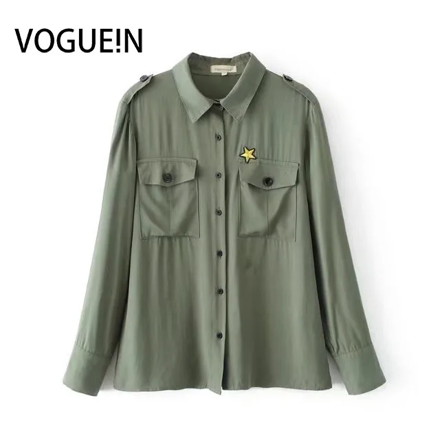Блузка VOGUEIN Женская с длинным рукавом и карманами|wholesale blouses|shirt blouseblouses tops |