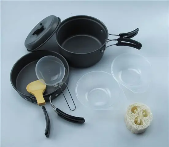 

camping outdoor aluminium non-stick cooking set cookware 1 person version