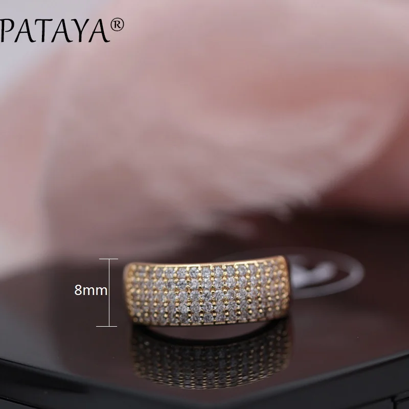 PATAYA, Новое поступление, 5 строк, белый Природный Цирконий, модные обручальные кольца для женщин, 585, розовое золото, роскошные ювелирные изделия