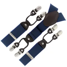 2017 caja de regalo Ajustable 6 Clips tirantes tirantes de cuero de moda hombre/mujer tirantes de Los Hombres ropa de La Boda accesorios de Regalo