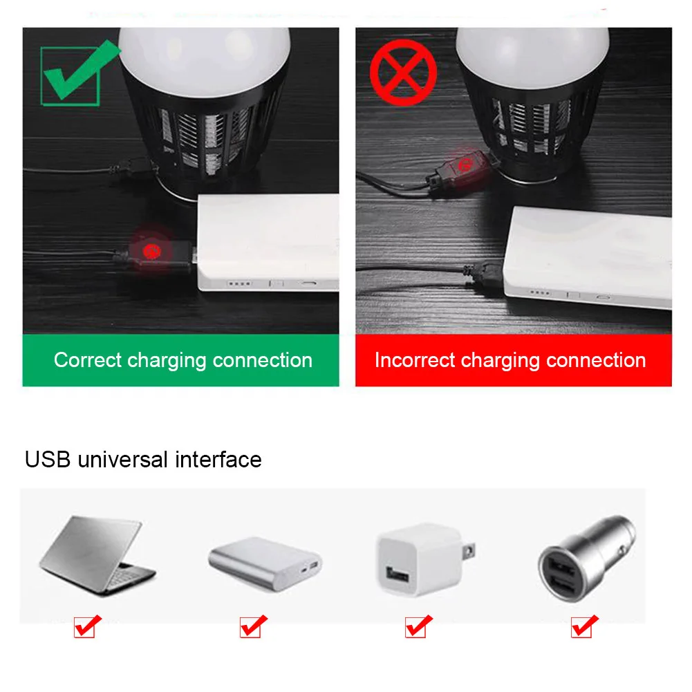 

Newly LED Mosquito Killer Lamp Light Bulb Multifunction USB Charging Zapper Safe For Home Room XSD88