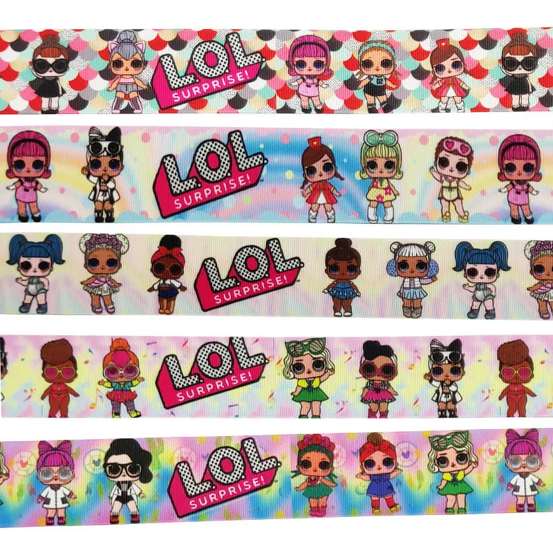 

kingsens 25mm cute cartoon beautil girl printed grograin ribbons hairbow DIY material ribbons packaging ribbon clothes accessory